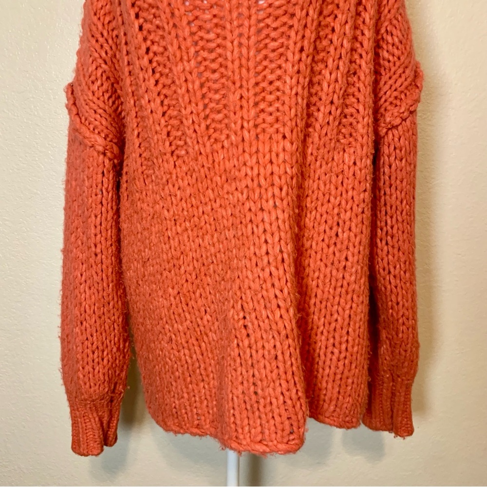 Free People Be There Chunky Knit Pullover Sweater Coral Oversized Small - Picture 4 of 15